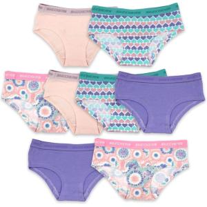 Skechers girls Amazon Exclusive Combed Cotton Blend Panties With Unique Prints and Pack Sizes, Sizes 2/3t, 4, 6, 8 and 10(8-pack Heart)