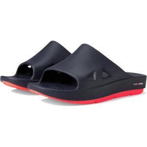 Skechers mens Go Recover Refresh Men’s Dual Density Arch Fit Slide Sandals(Navy/Coral)