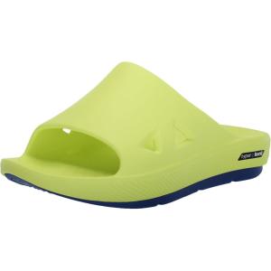 Skechers mens Go Recover Refresh Men’s Dual Density Arch Fit Slide Sandals(Yellow/Blue)