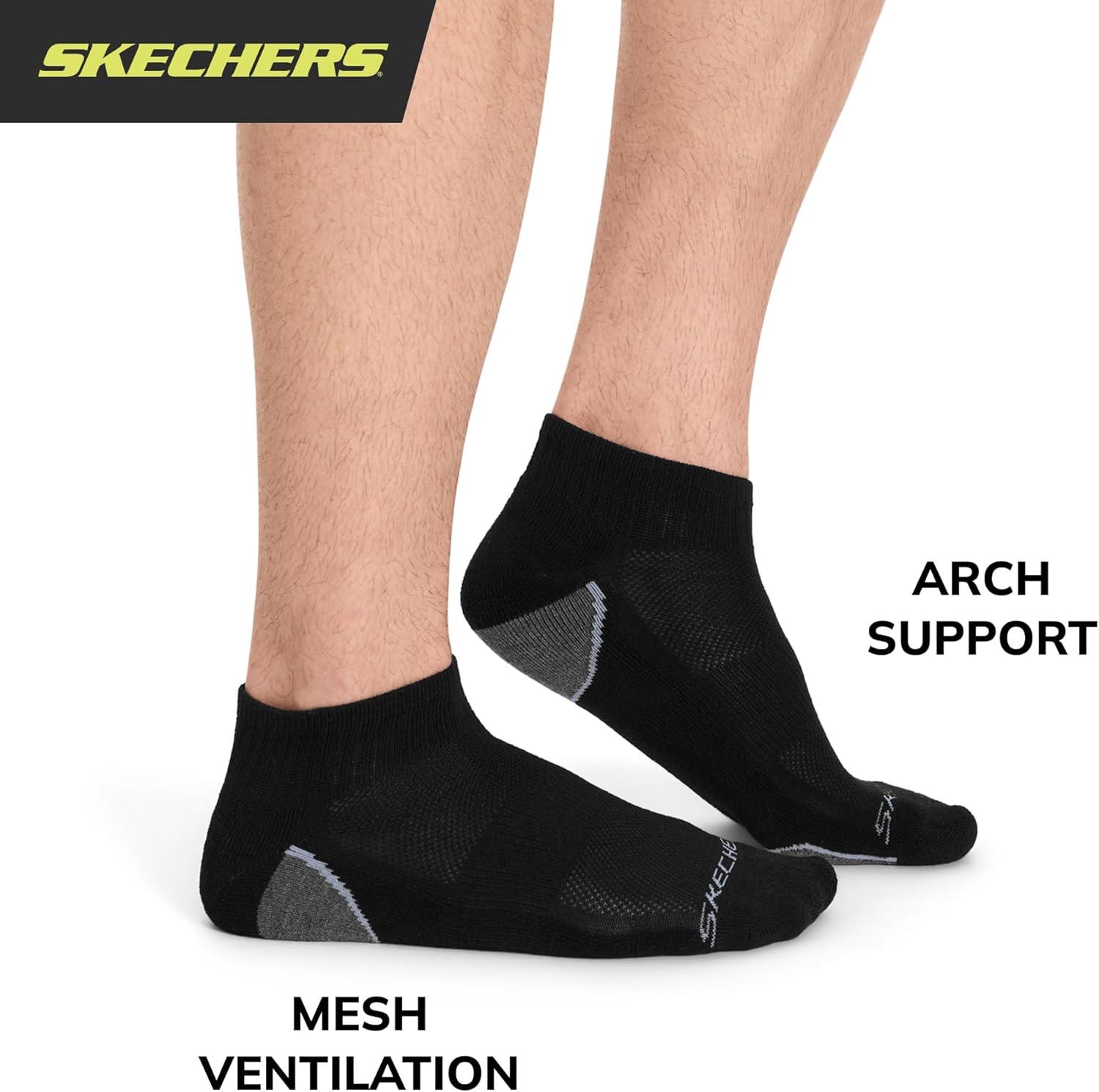 imageSkechers Mens 6 Pack Quarter Crew SocksBlack