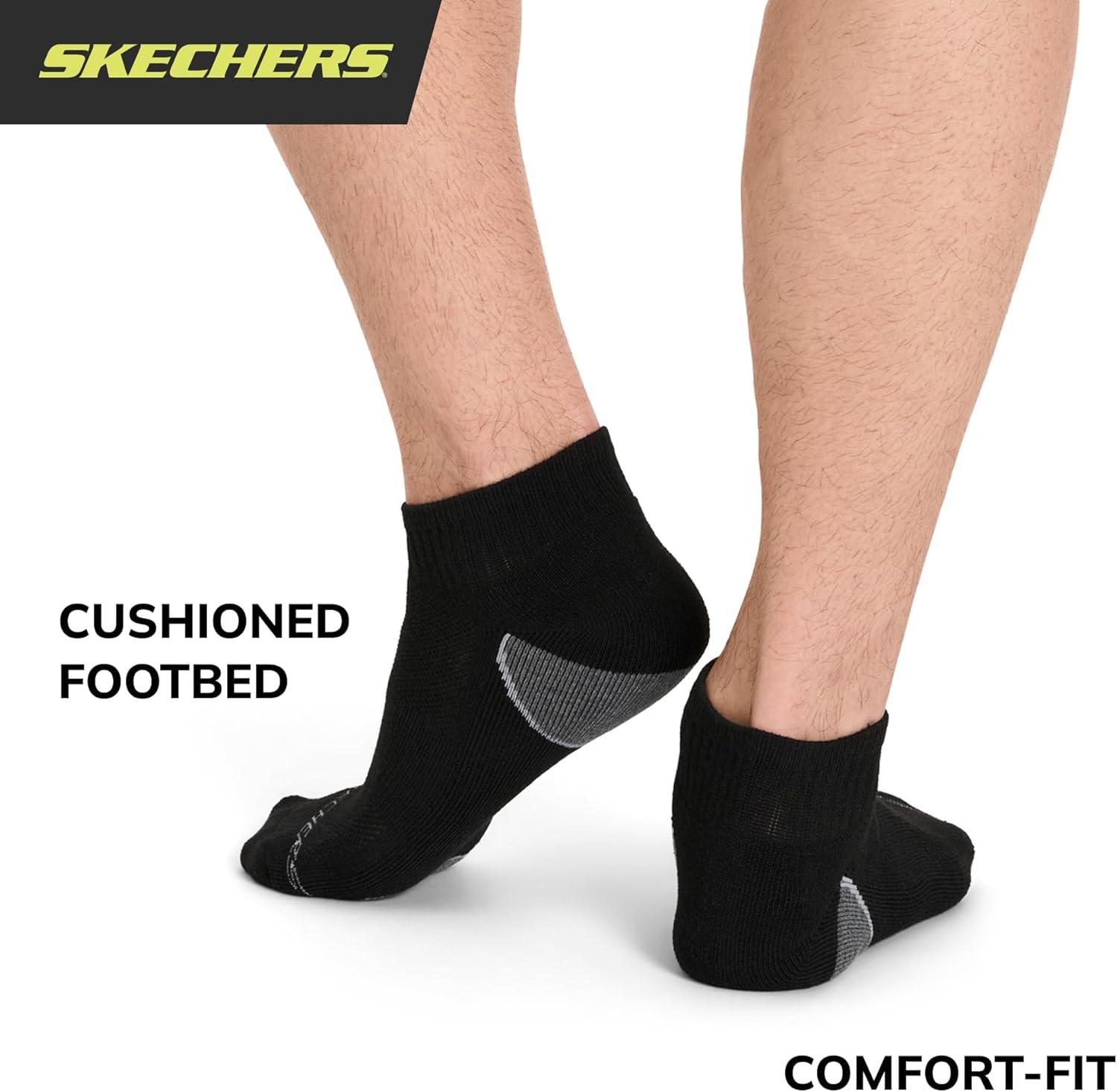 imageSkechers Mens 6 Pack Quarter Crew SocksBlack
