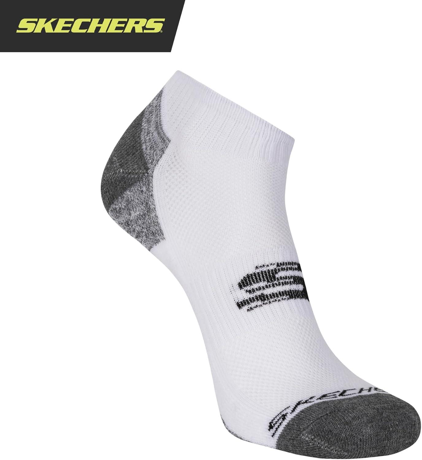 imageSkechers Mens 6 Pack Quarter Crew SocksWhiteGrey