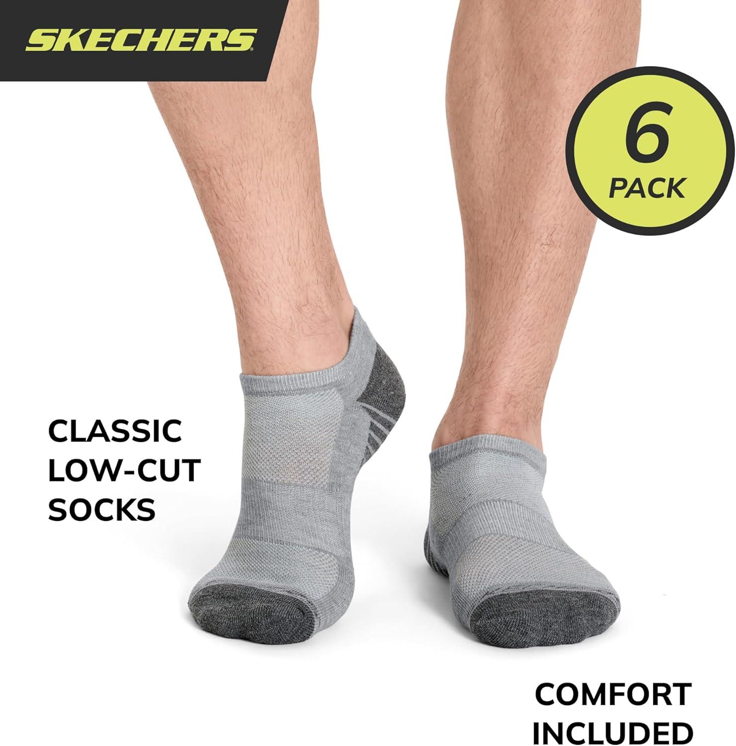 imageSkechers Mens Low Cut Socks 6PackLight Pastel Grey