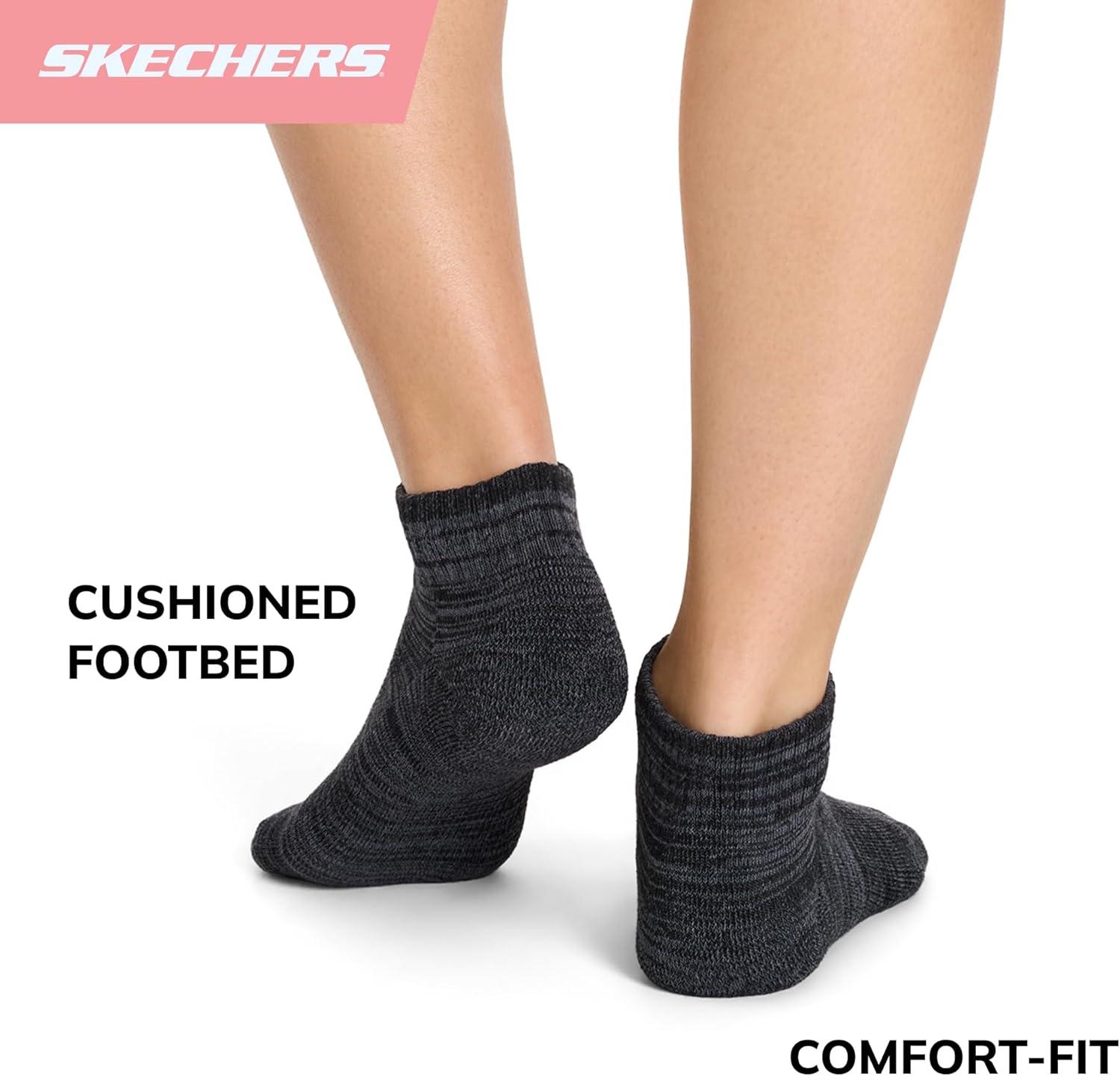 imageSkechers Womens Performance Quarter Crew Socks 6PackMedium GreyLight GreyCharcoal