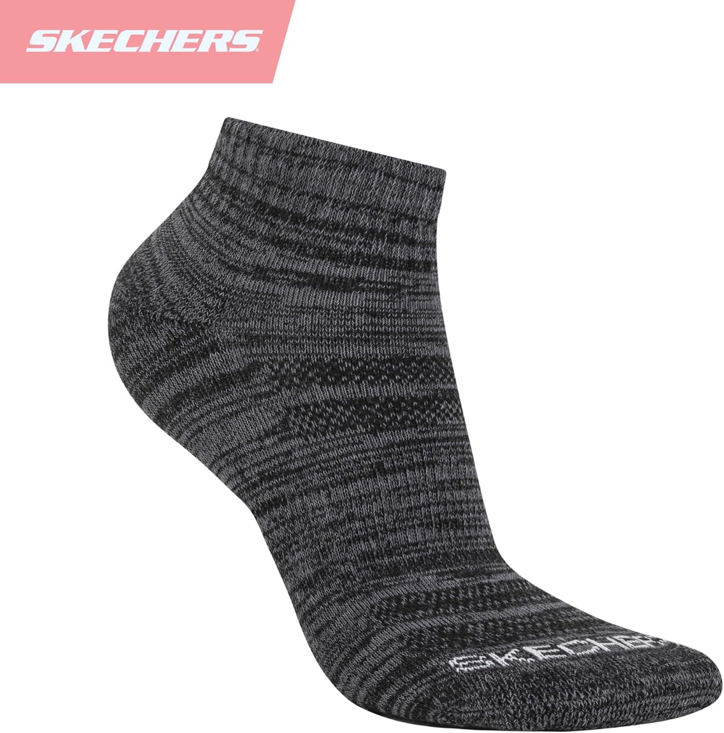 imageSkechers Womens Performance Quarter Crew Socks 6PackMedium GreyLight GreyCharcoal