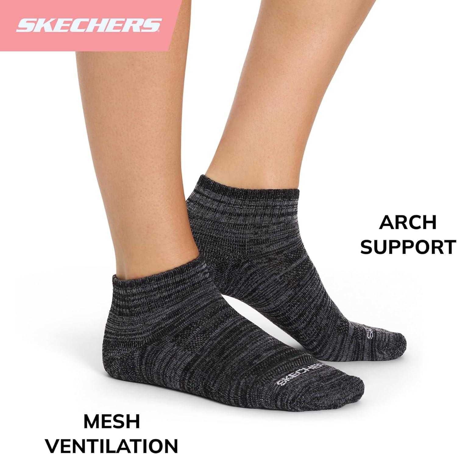 imageSkechers Womens Performance Quarter Crew Socks 6PackMedium GreyLight GreyCharcoal