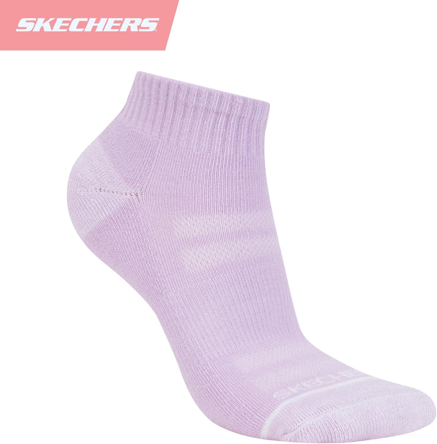 imageSkechers Womens Performance Quarter Crew Socks 6PackSkyOrchidWhite