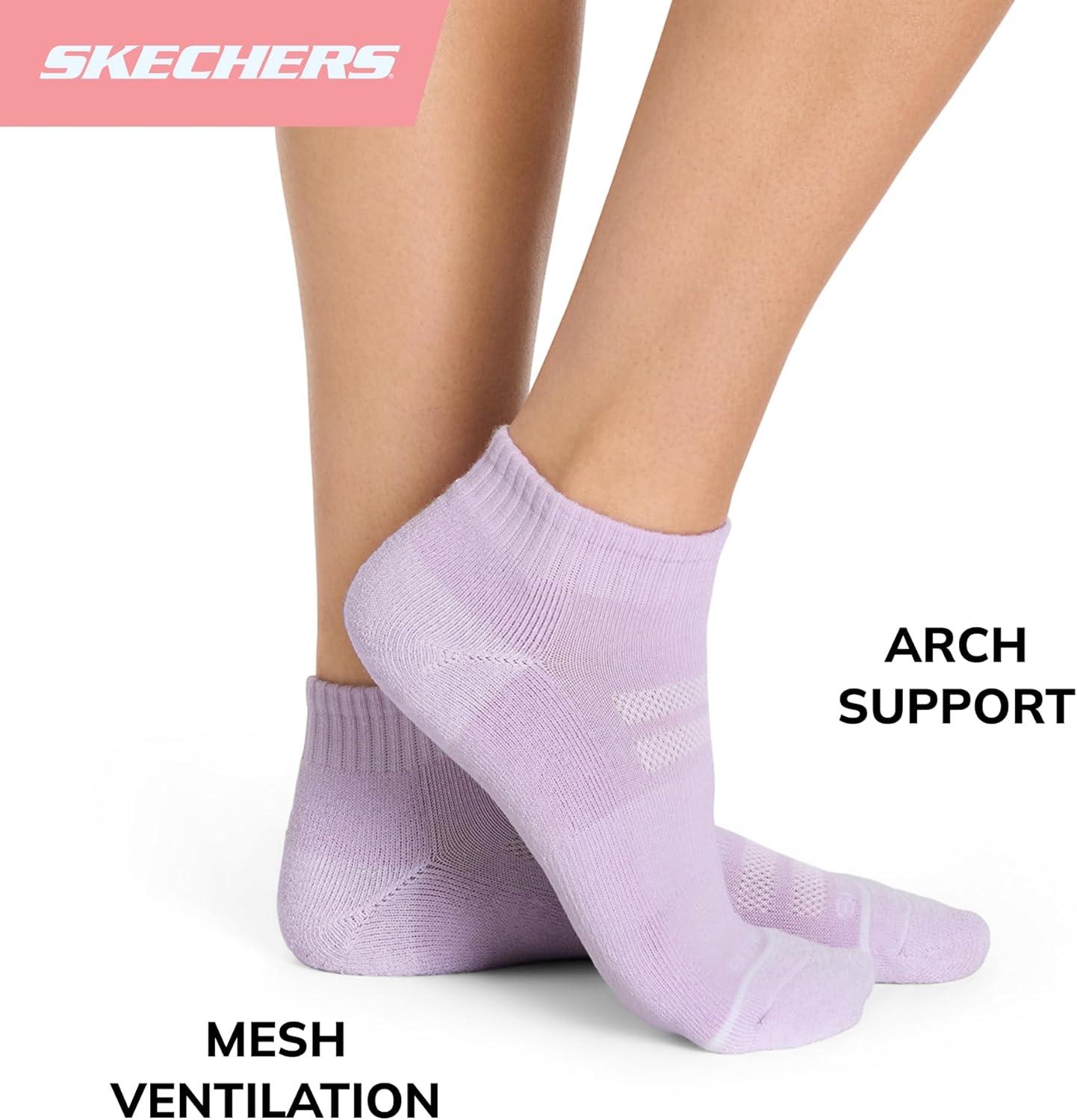 imageSkechers Womens Performance Quarter Crew Socks 6PackSkyOrchidWhite