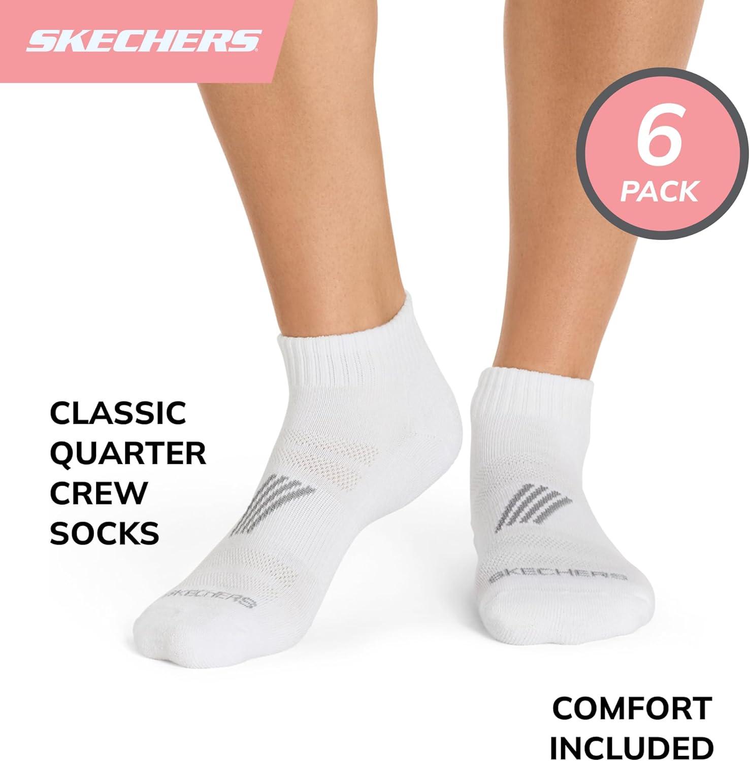 imageSkechers Womens Performance Quarter Crew Socks 6PackWhite