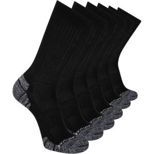 Skechers Men’s Classic Comfort-Fit & Cushioned Footbed Crew Socks (6-Pack)(Black/White)