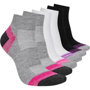 Skechers Women’s Performance Quarter Crew Socks (6-Pack)(Medium Grey)