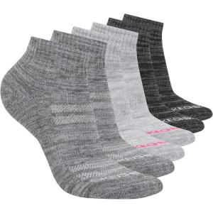 Skechers Women’s Performance Quarter Crew Socks (6-Pack)(Medium Grey/Light Grey/Charcoal)