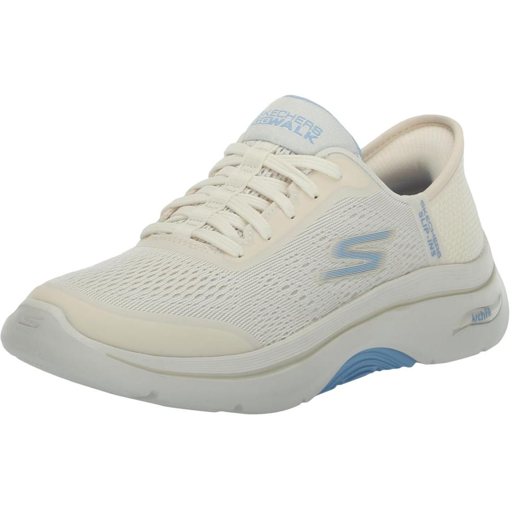 imageSkechers Womens Go Walk Arch Fit 20 Valencia Hands Free SlipinsNaturalLight Blue