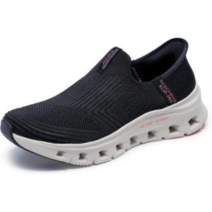 Skechers Womens Slip-ins: Glide-Step Pro – Everyday Stretch Knit Slip-on Sneakers(Black)