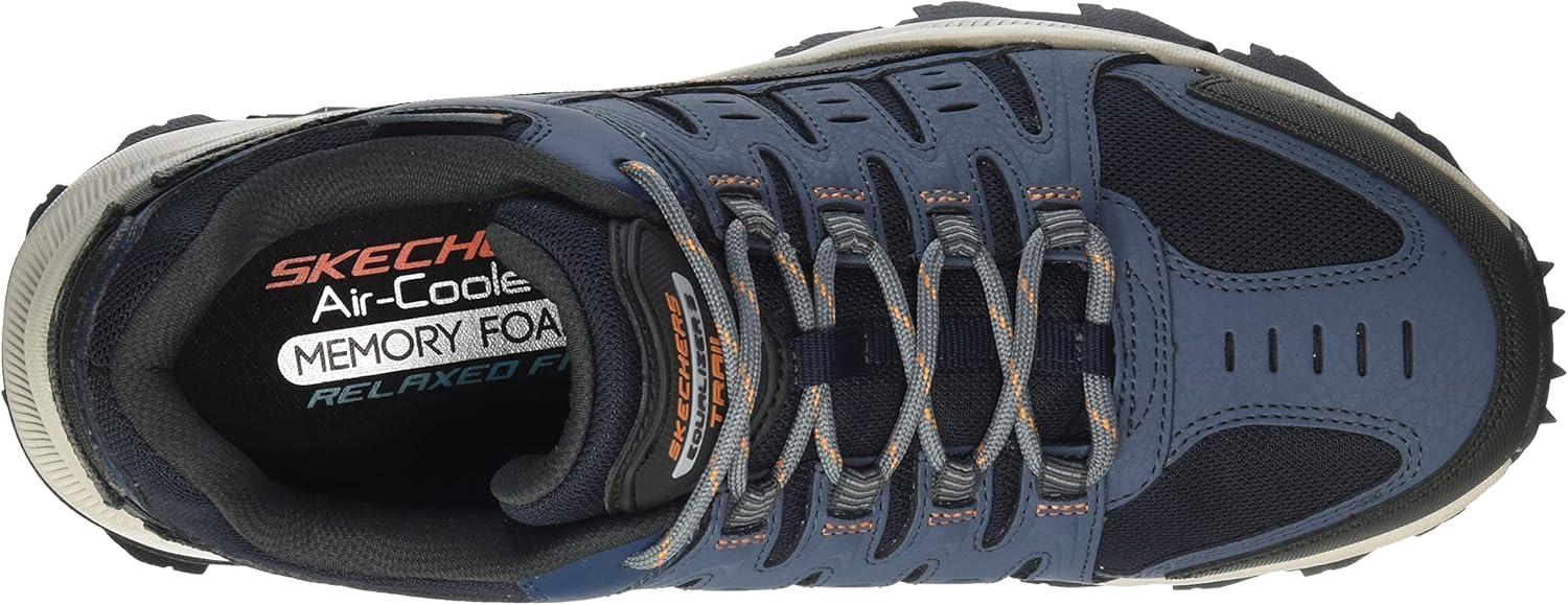 imageSkechers Mens DLux Walker Luxir Food Service ShoeNavy Leather Mesh Orange Trim