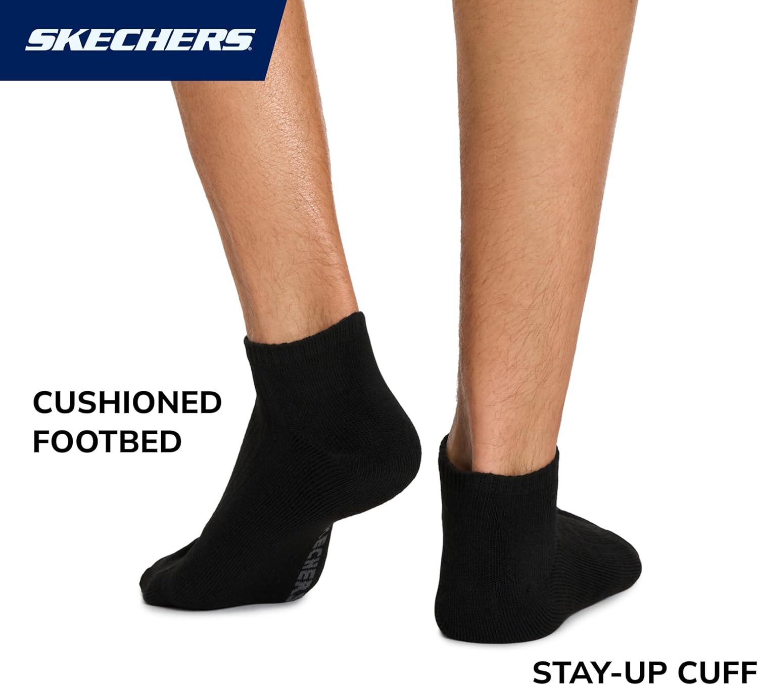 imageSkechers Mens Half Terry Low Cut Cushioned Footbed Socks 10PackBlack