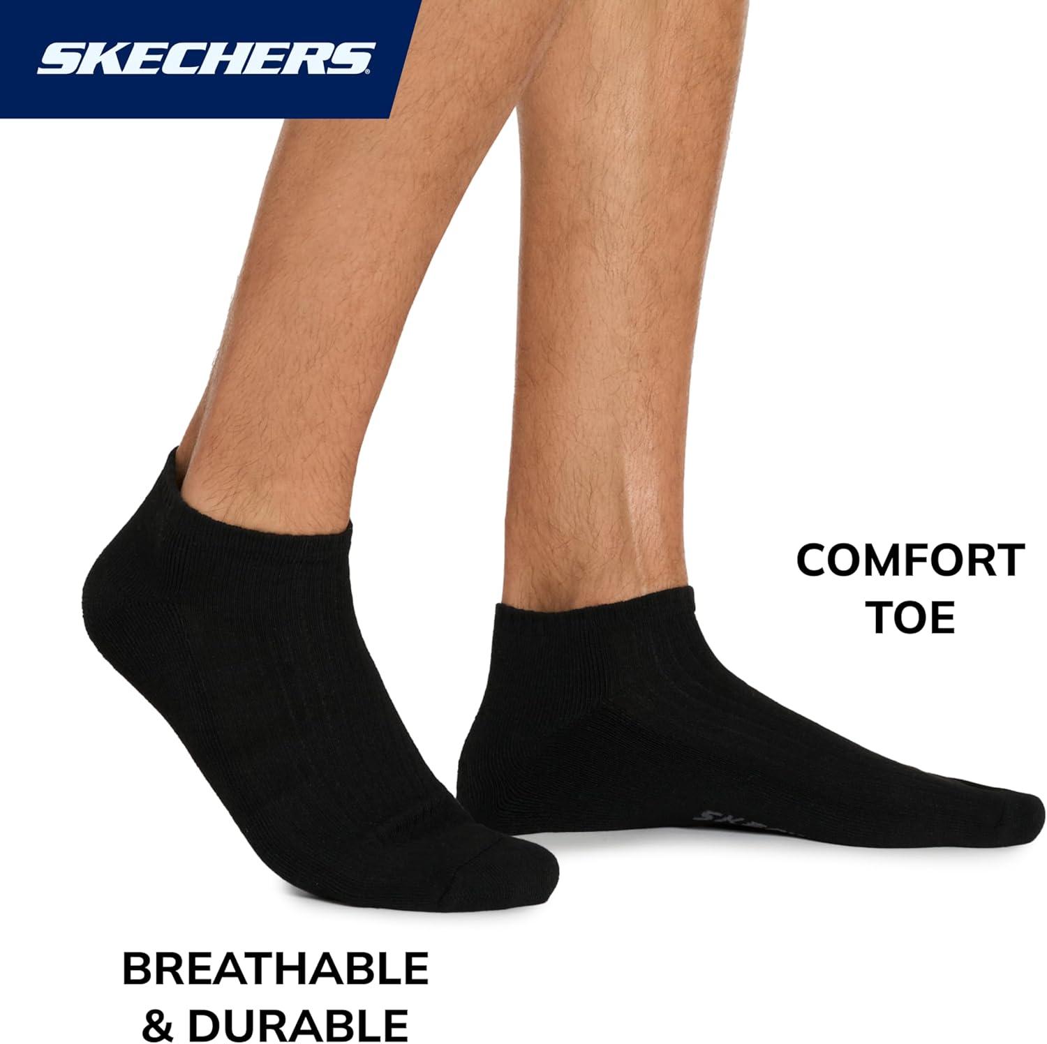 imageSkechers Mens Half Terry Low Cut Cushioned Footbed Socks 10PackBlack