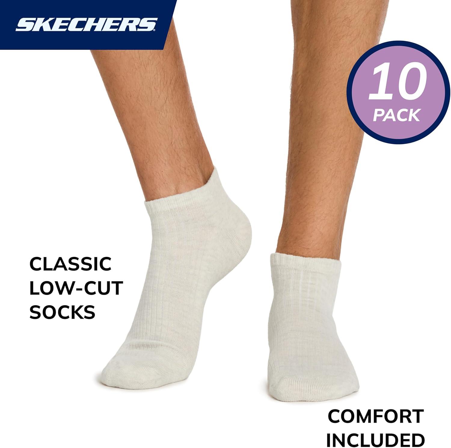 imageSkechers Mens Half Terry Low Cut Cushioned Footbed Socks 10PackIrish CreamChocolate Torte