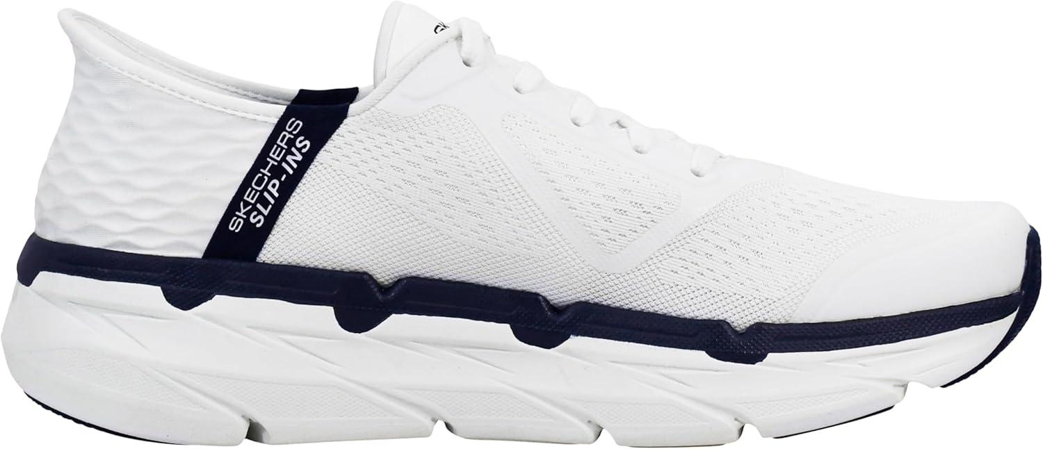 imageSkechers Mens Max Cushioning Slipins Athletic Workout Running Walking Shoes with Memory FoamWhiteNavy