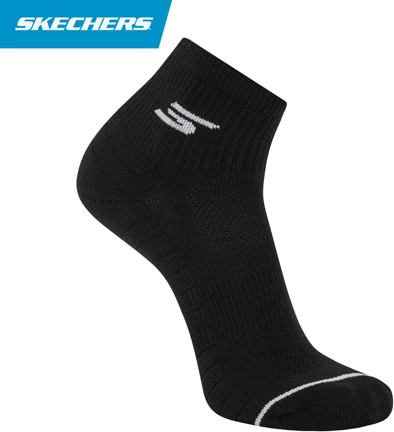 imageSkechers Mens Performance Pickleball Odor Control Mesh Ventilation Quarter Crew Socks 3PackBlack