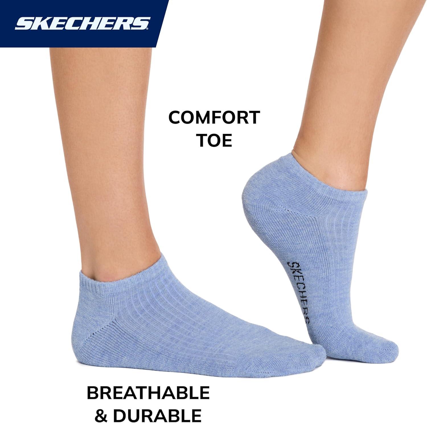 imageSkechers Womens Half Terry Classic Low Cut Socks 10PackPurpleBlue Heather Multi