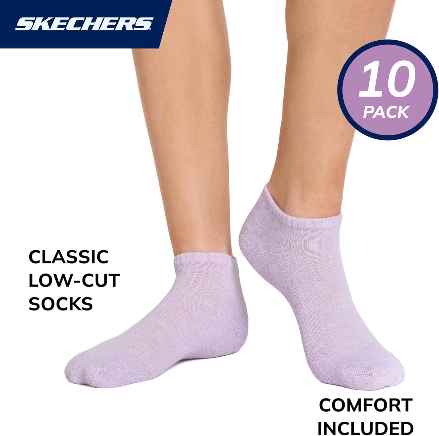 imageSkechers Womens Half Terry Classic Low Cut Socks 10PackPurpleBlue Heather Multi