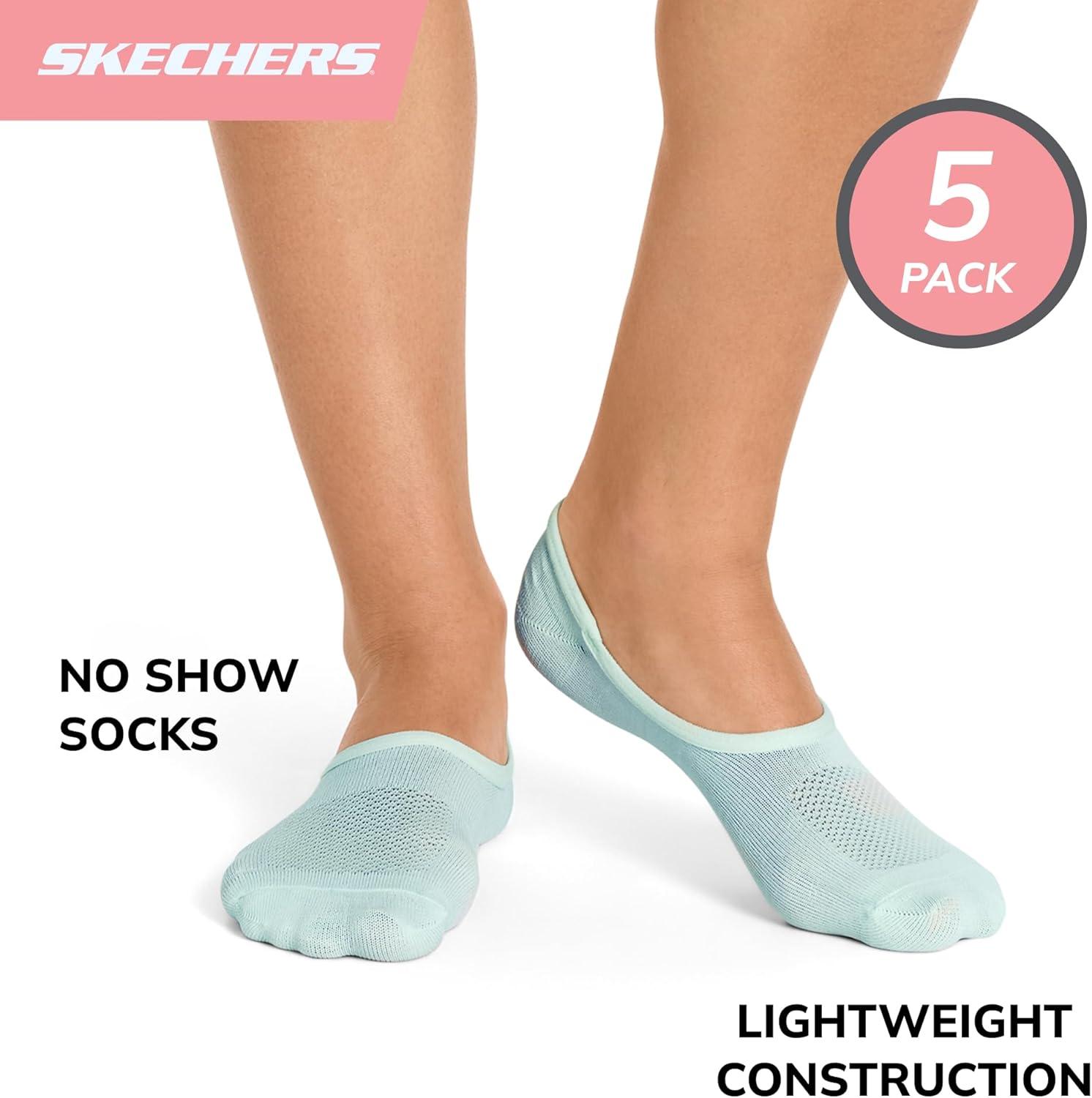 imageSkechers Womens Slipins 5Pack Performance No Show Liners Lightweight ampamp Breathable MeshArctic IceAqua Glass