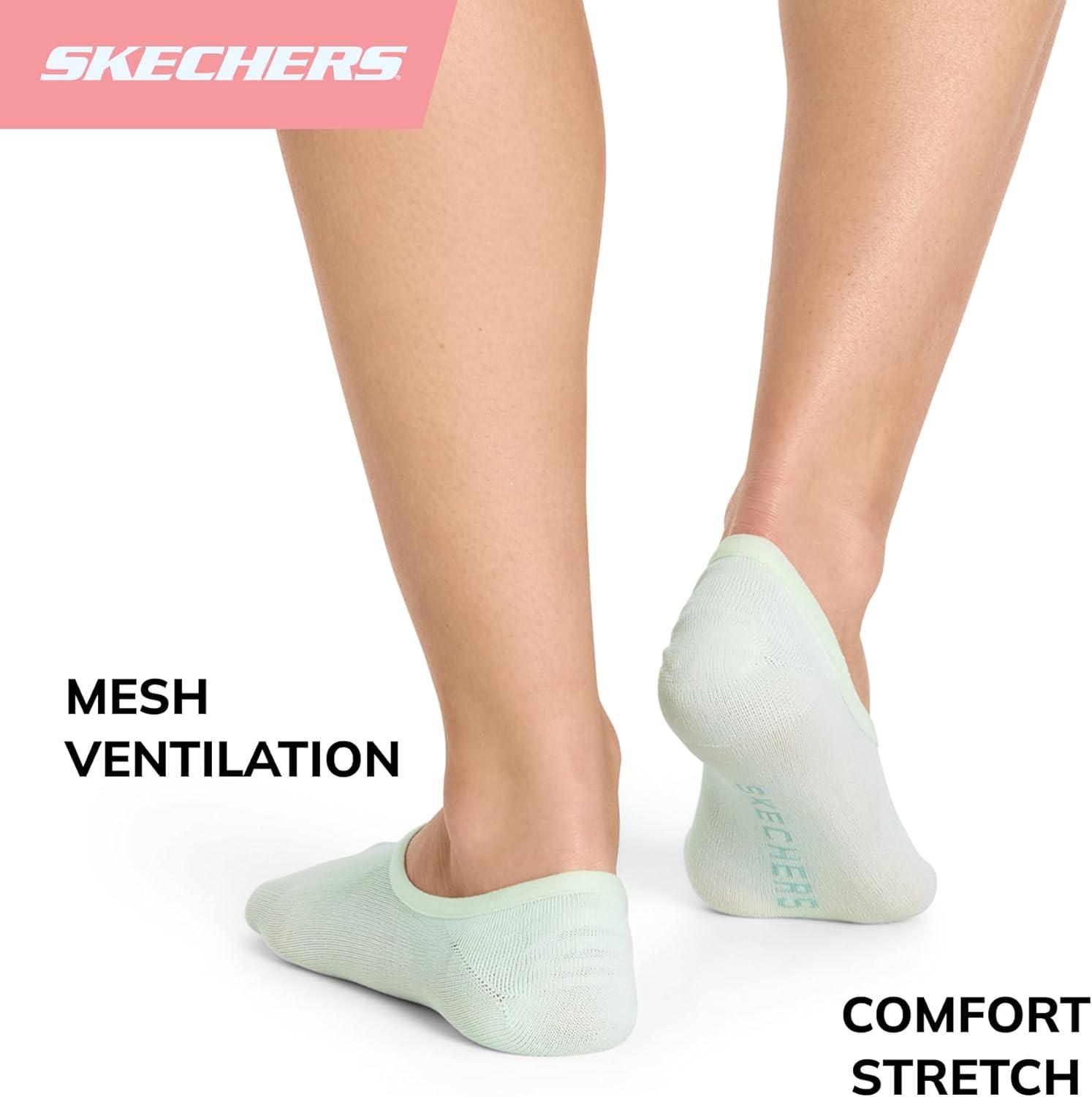 imageSkechers Womens Slipins 5Pack Performance No Show Liners Lightweight ampamp Breathable MeshArctic IceAqua Glass