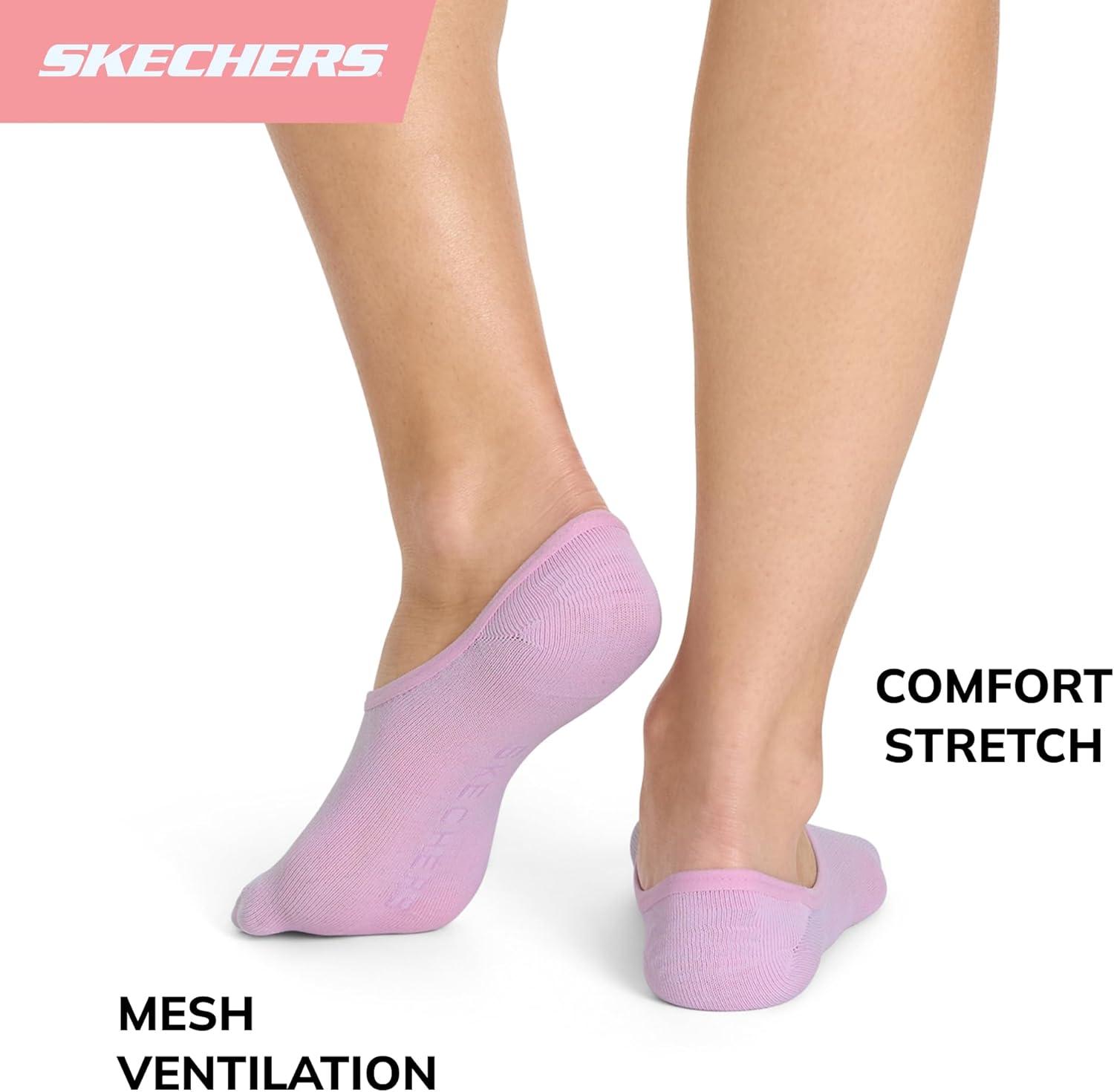 imageSkechers Womens Slipins 5Pack Performance No Show Liners Lightweight ampamp Breathable MeshOrchid BloomPink a Boo