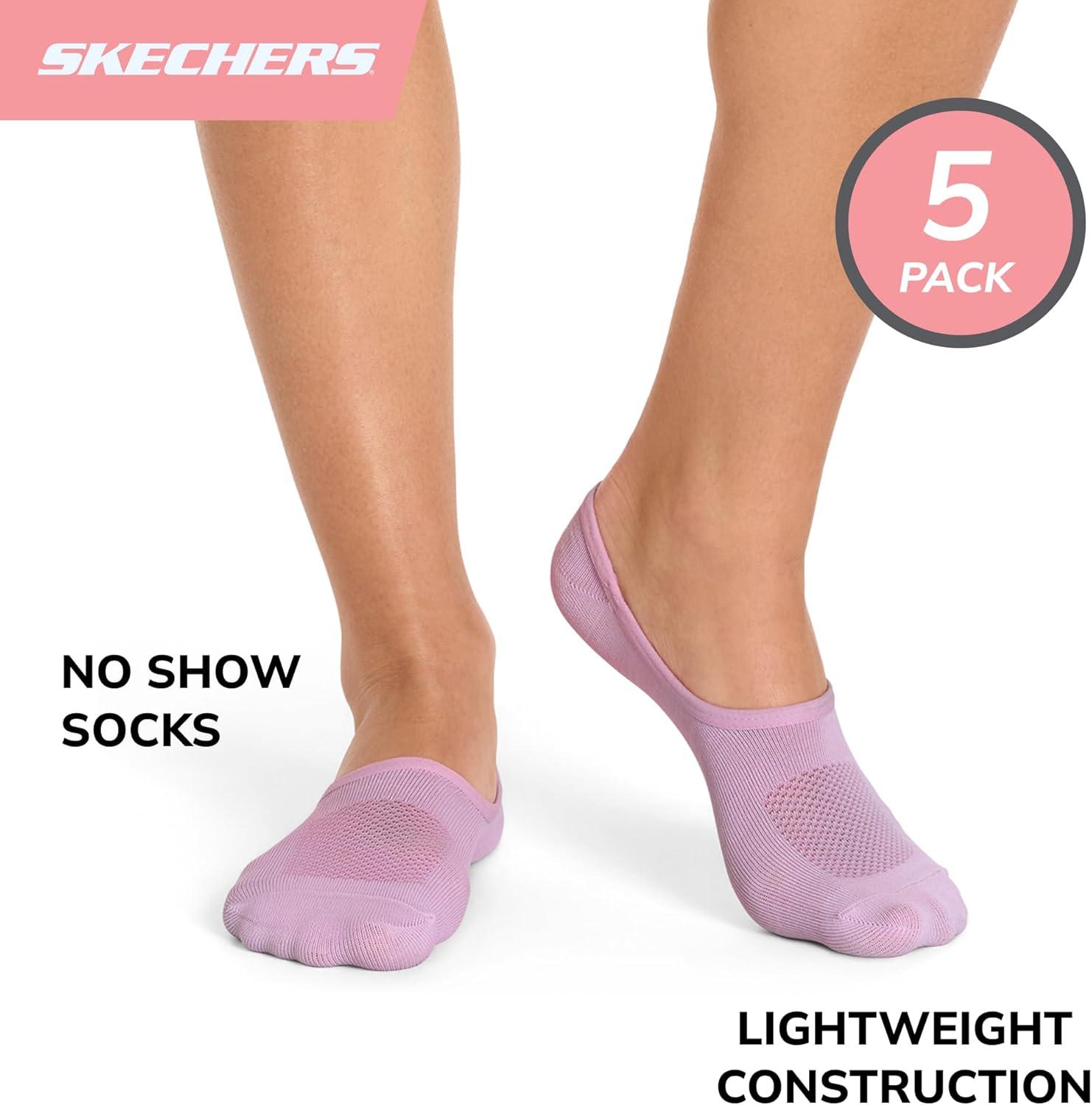 imageSkechers Womens Slipins 5Pack Performance No Show Liners Lightweight ampamp Breathable MeshOrchid BloomPink a Boo