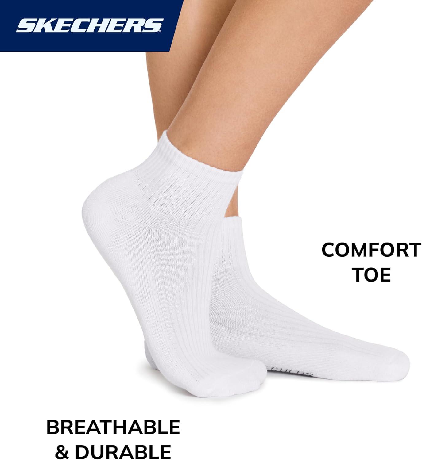 imageSkechers womens 10pack Half Terry Classic Quarter Crew Socks Comfortfit ampamp Cushioned FootbedPink Heather Multi