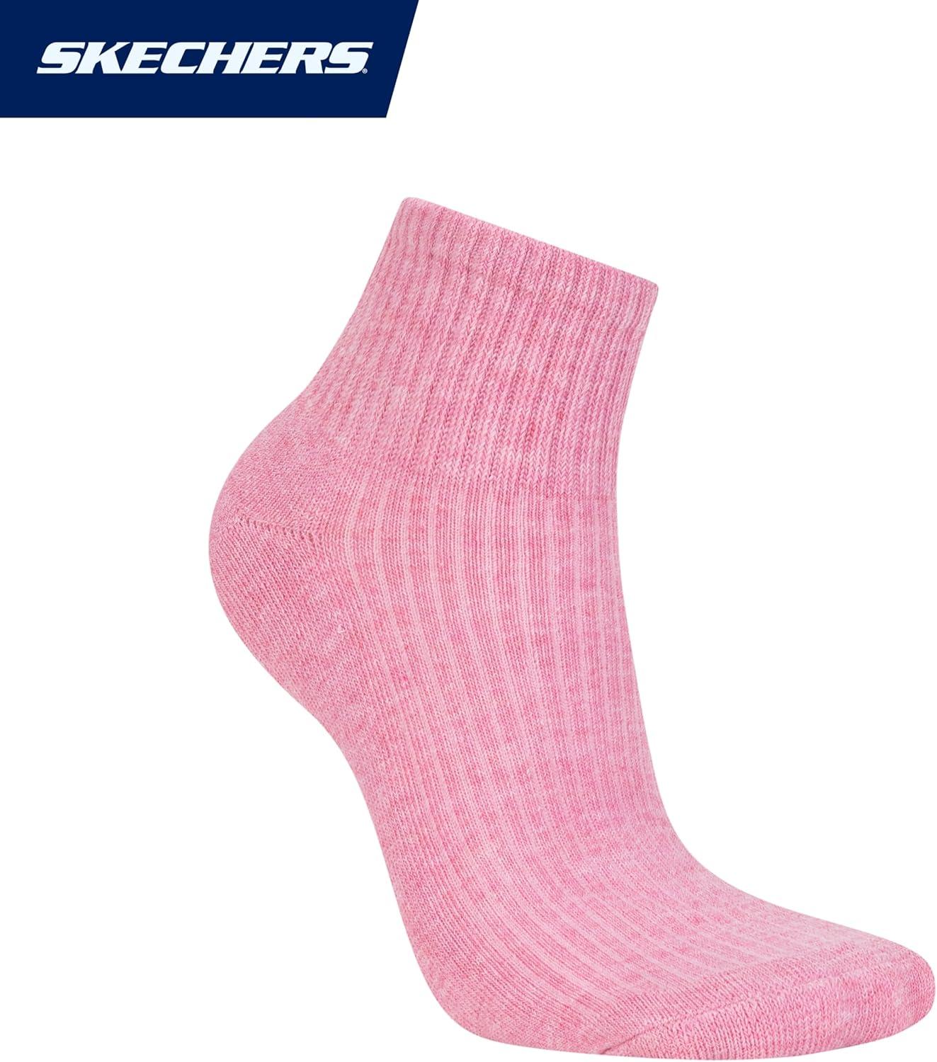 imageSkechers womens 10pack Half Terry Classic Quarter Crew Socks Comfortfit ampamp Cushioned FootbedPink Heather Multi
