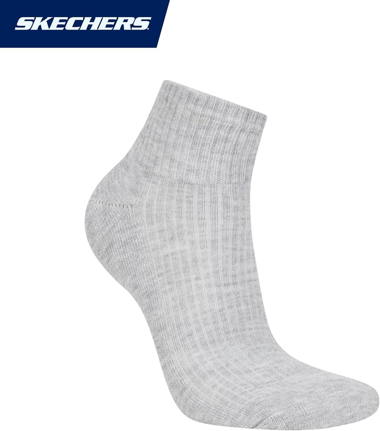 imageSkechers womens 10pack Half Terry Classic Quarter Crew Socks Comfortfit ampamp Cushioned FootbedPurpleBlue Heather Multi