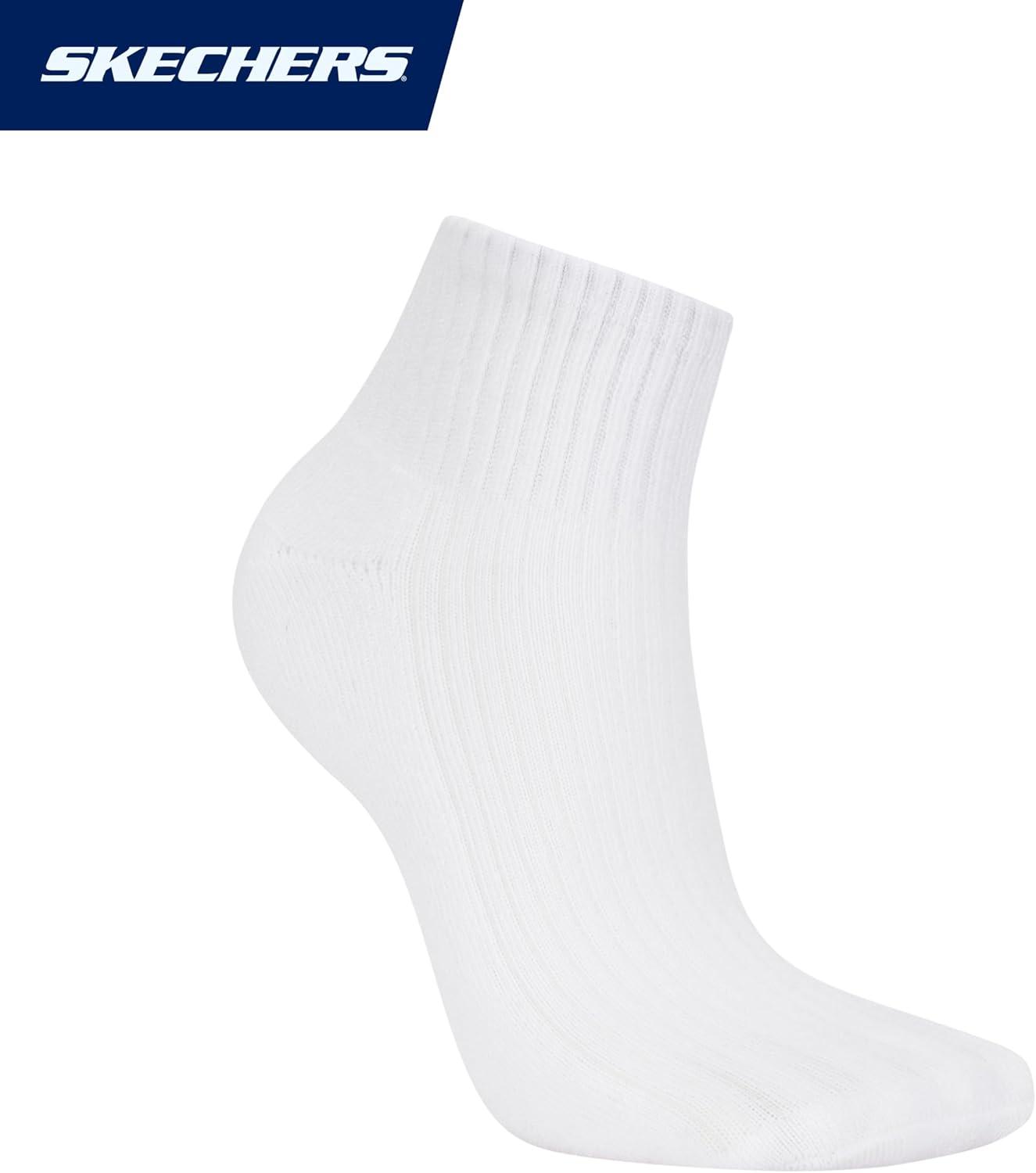 imageSkechers womens 10pack Half Terry Classic Quarter Crew Socks Comfortfit ampamp Cushioned FootbedWhite