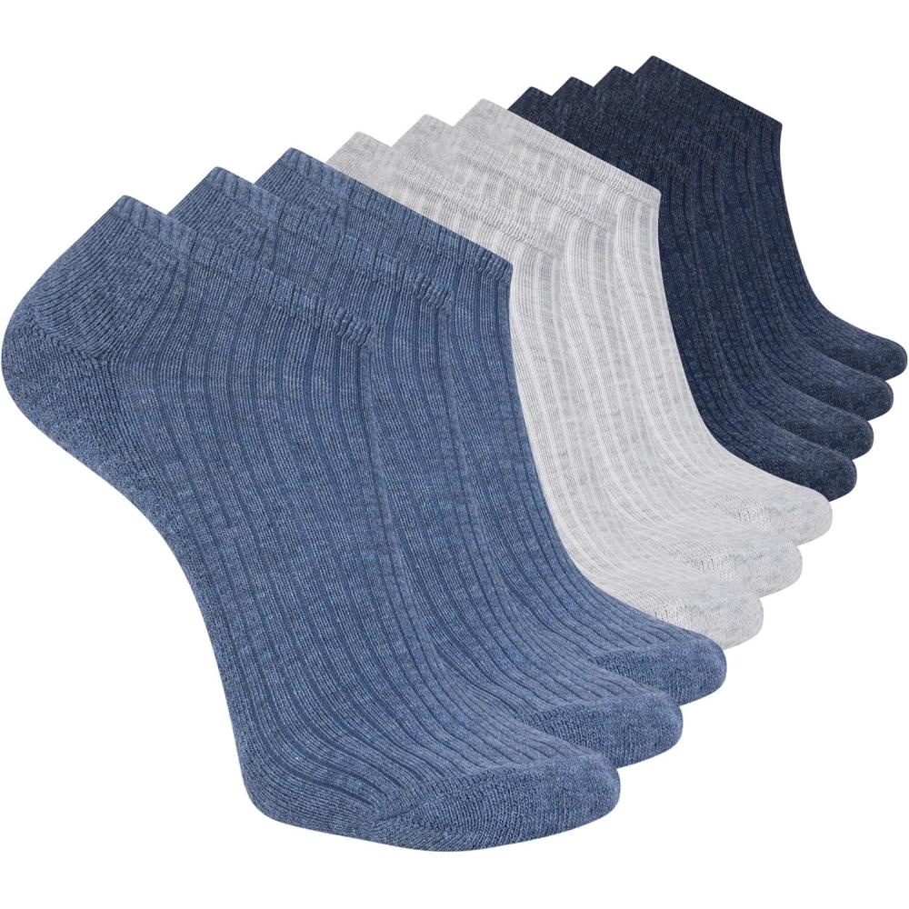 imageSkechers Mens Half Terry Low Cut Cushioned Footbed Socks 10PackBlue ComboGrey Heather