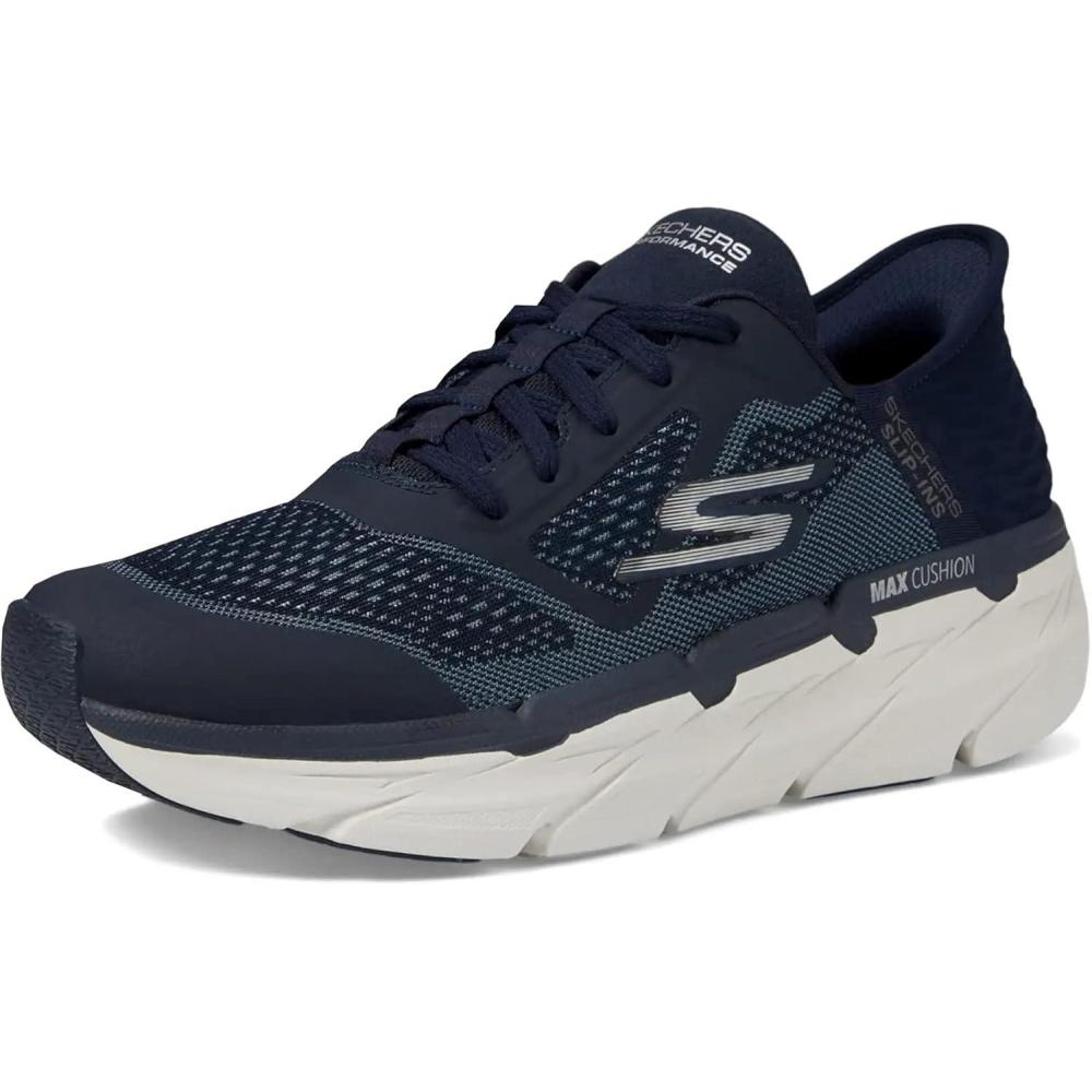 imageSkechers Mens Max Cushioning Slipins Athletic Workout Running Walking Shoes with Memory FoamNavy