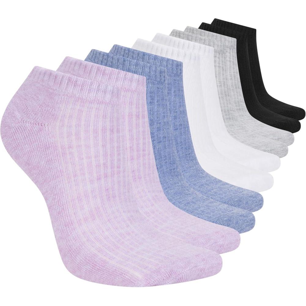 imageSkechers Womens Half Terry Classic Low Cut Socks 10PackPurpleBlue Heather Multi