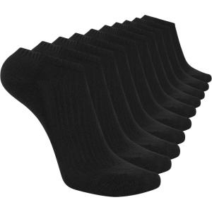 Skechers Men’s Half Terry Low Cut Cushioned Footbed Socks (10-Pack)(Black)