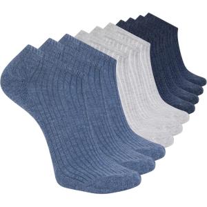 Skechers Men’s Half Terry Low Cut Cushioned Footbed Socks (10-Pack)(Blue Combo/Grey Heather)