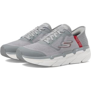 Skechers Mens Max Cushioning Slip-ins – Athletic Workout Running Walking Shoes with Memory Foam(Grey/Red)