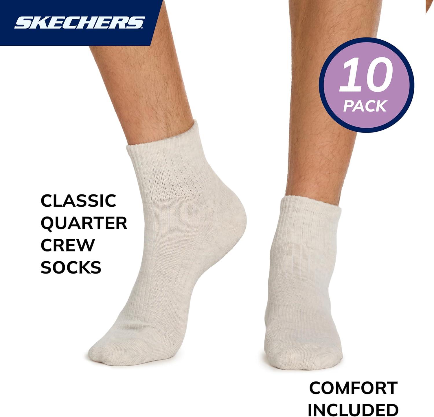 imageSkechers Mens Half Terry Quarter Crew Socks 10PackIrish CreamChocolate Torte