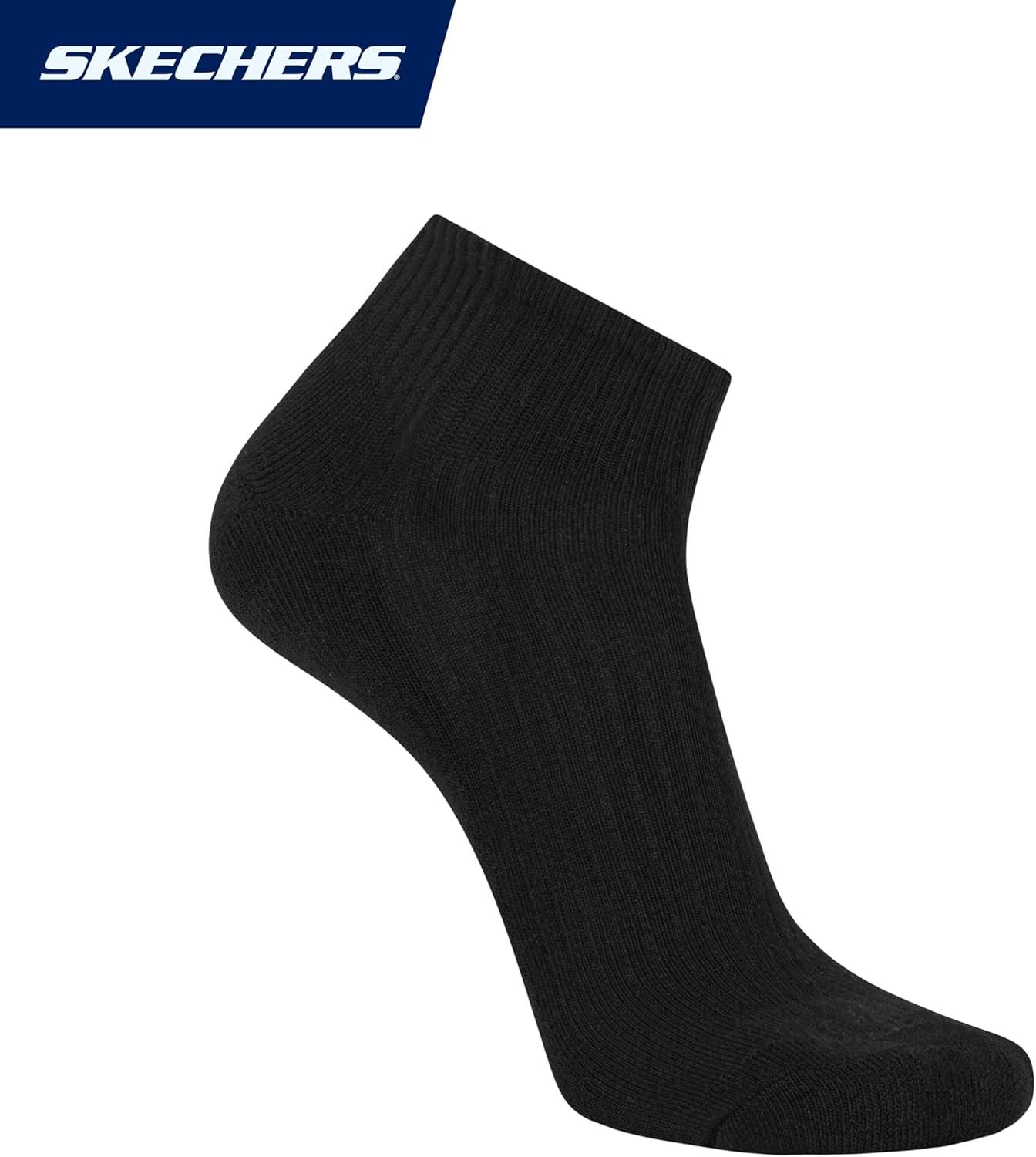 imageSkechers Mens Half Terry Quarter Crew Socks 10PackWhiteSteel GrayBlack