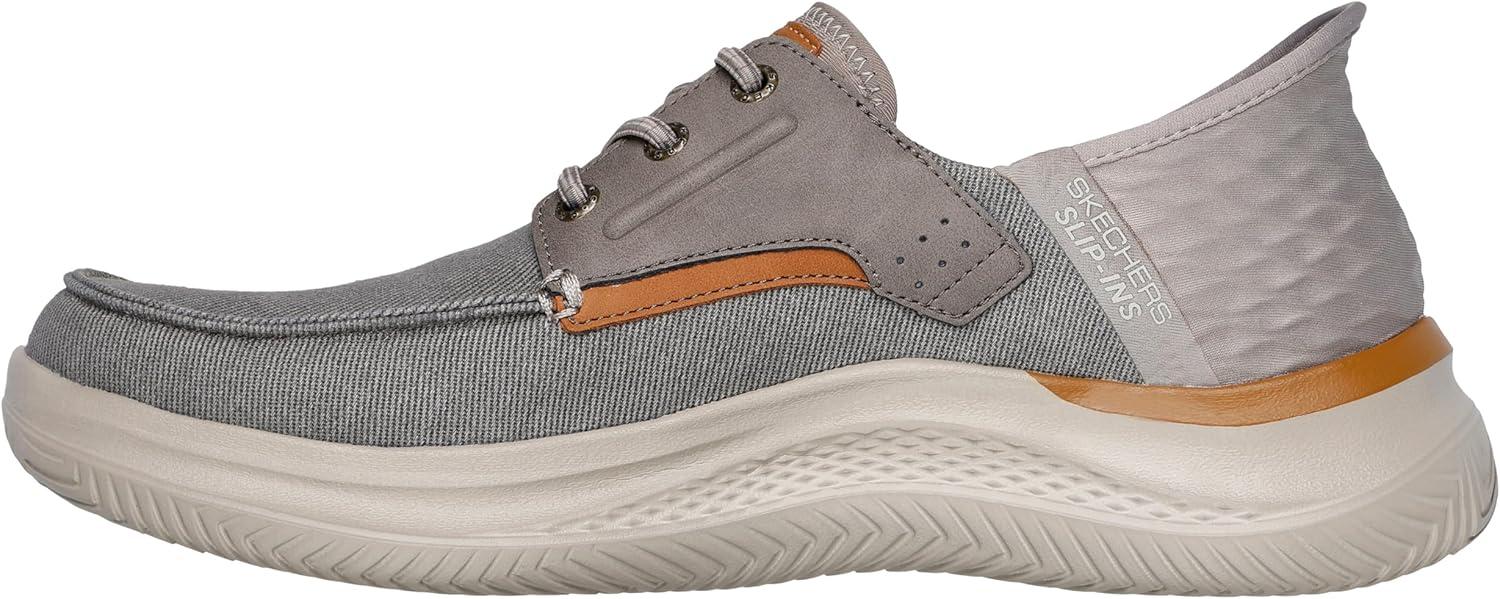 imageSkechers Mens Slipins Rf Hasting Niko Moc Toe Bungee Lace Slipon ShoesTaupe