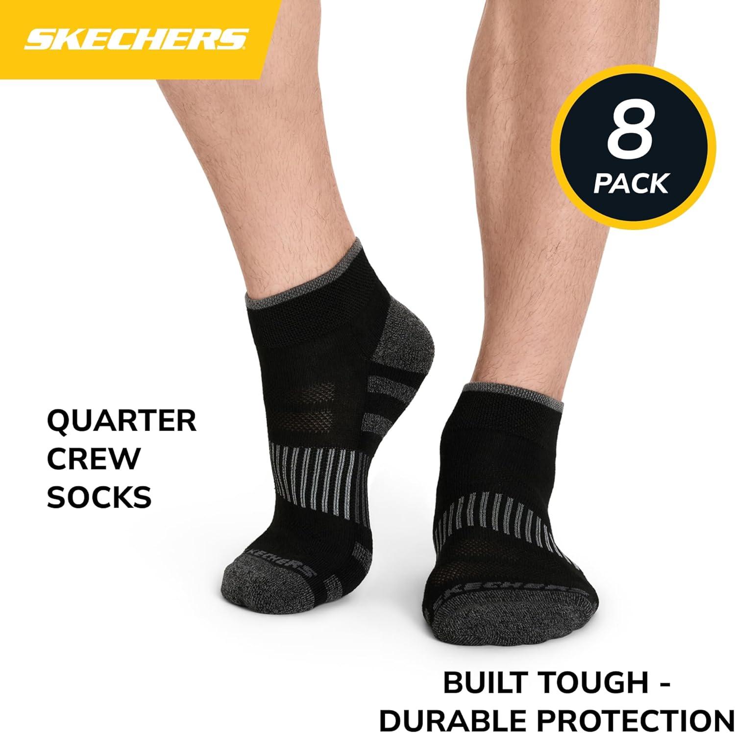 imageSkechers Mens Work Collection Quarter Crew Socks 8PackBlack