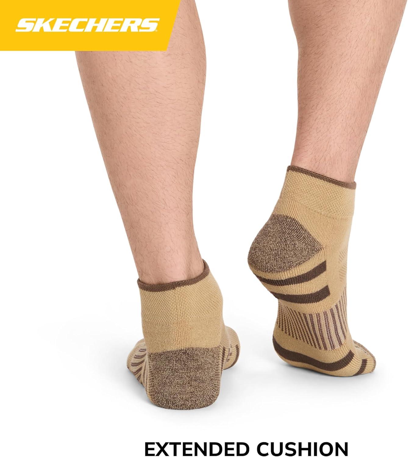 imageSkechers Mens Work Collection Quarter Crew Socks 8PackCoffee QuartzWhiteKhaki