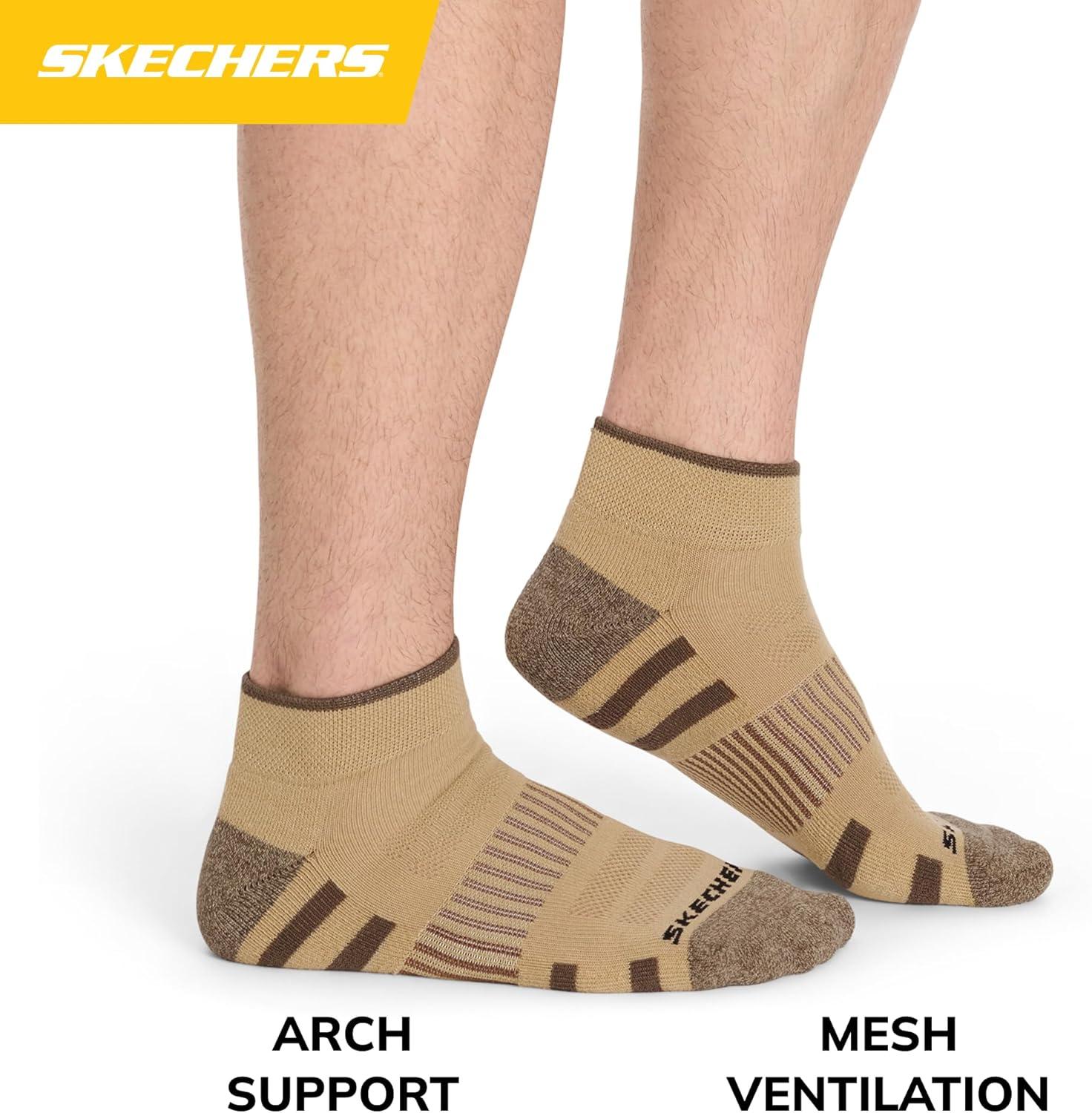imageSkechers Mens Work Collection Quarter Crew Socks 8PackCoffee QuartzWhiteKhaki