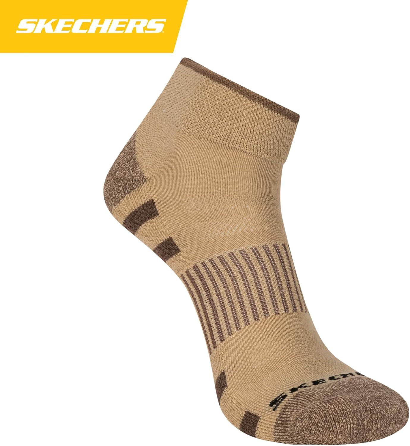 imageSkechers Mens Work Collection Quarter Crew Socks 8PackCoffee QuartzWhiteKhaki