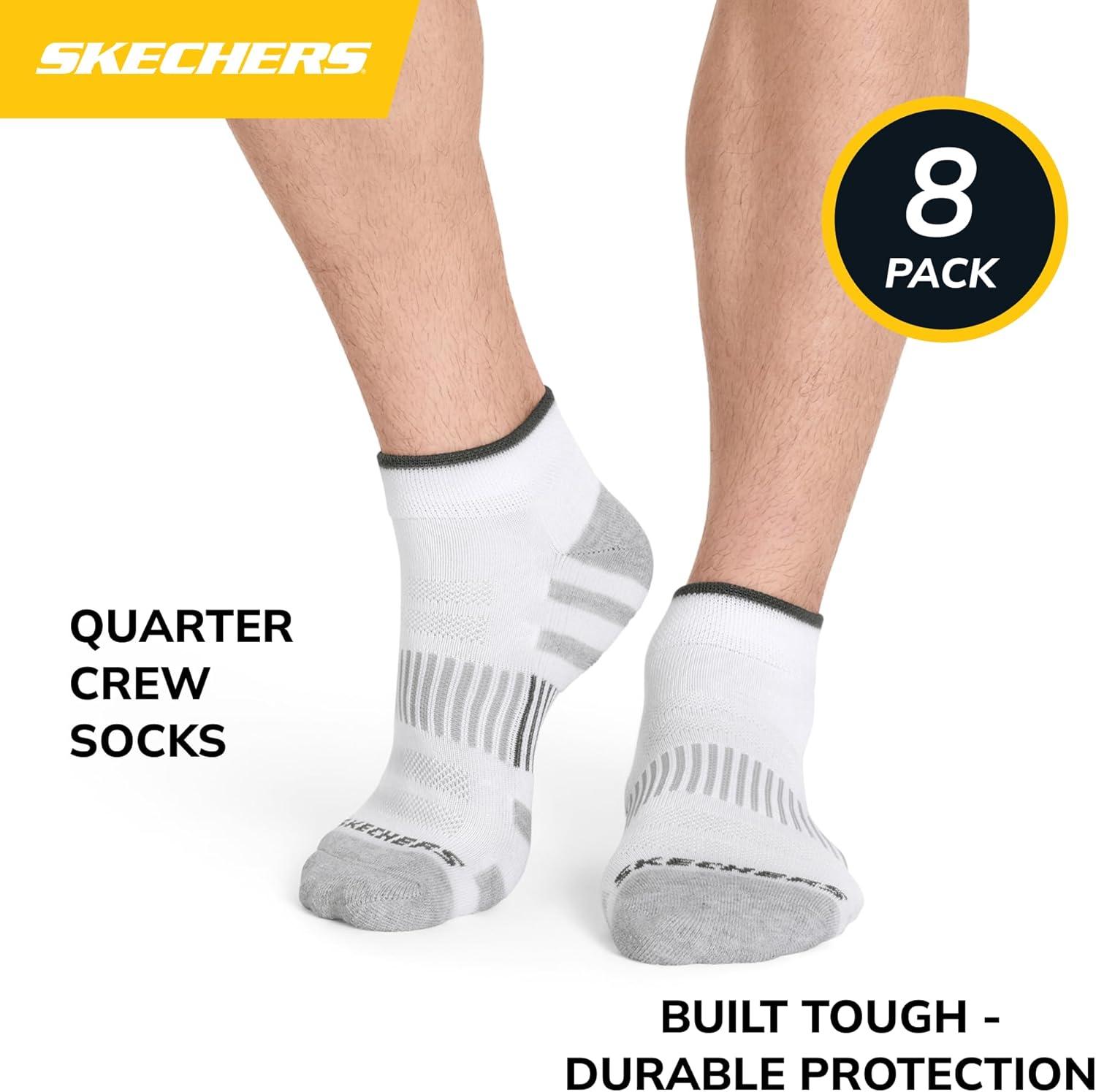 imageSkechers Mens Work Collection Quarter Crew Socks 8PackWhite