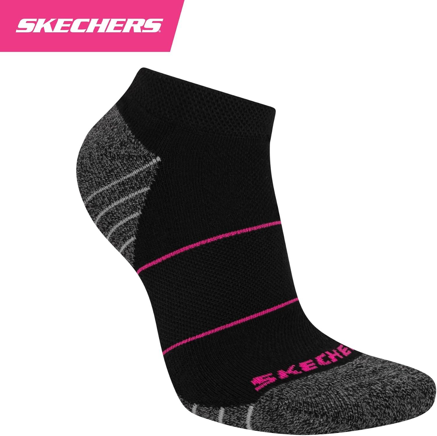 imageSkechers Womens Work Collection Low Cut Cushioned Socks 8PackBlackPink GloBluefish