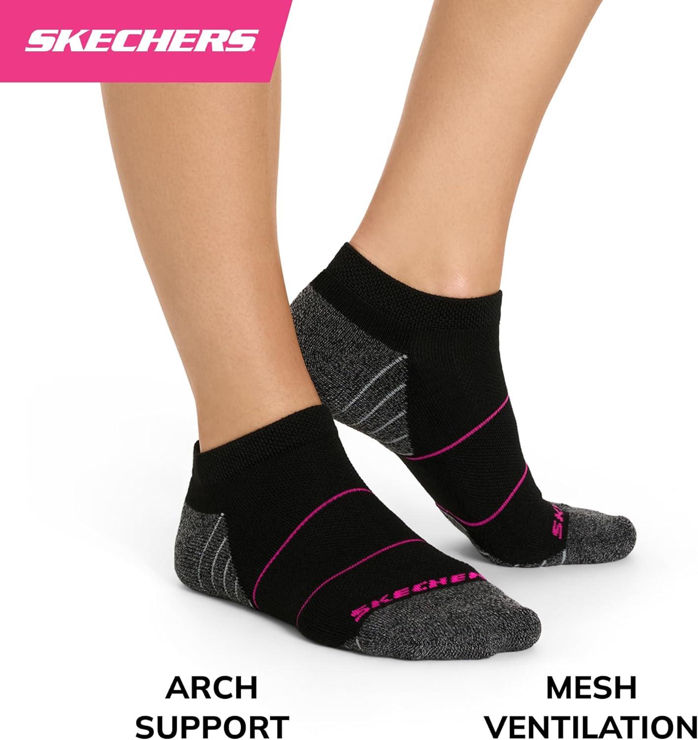 imageSkechers Womens Work Collection Low Cut Cushioned Socks 8PackBlackPink GloBluefish